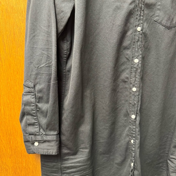 Frank & Eileen Mary Shirtdress Famous Denim Distressed Dress Black Large - Picture 4 of 10